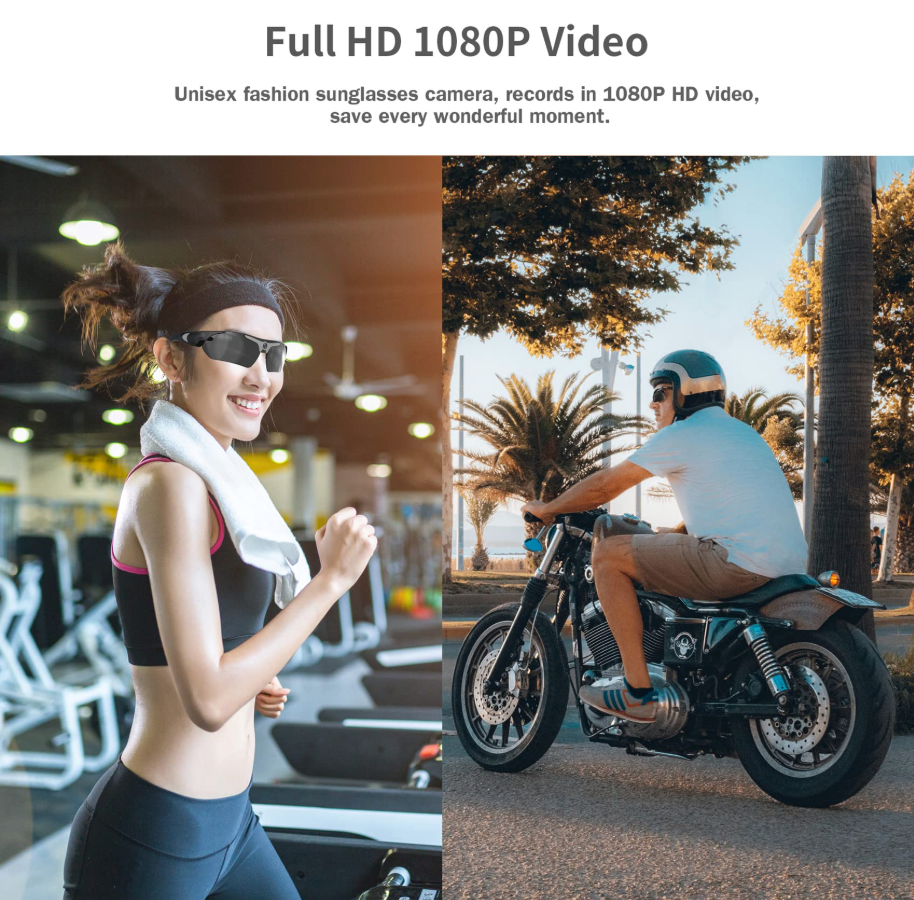 Lunettes Caméra 1080p + 32 Go – Verres Polarisés UV400, Design Unisexe